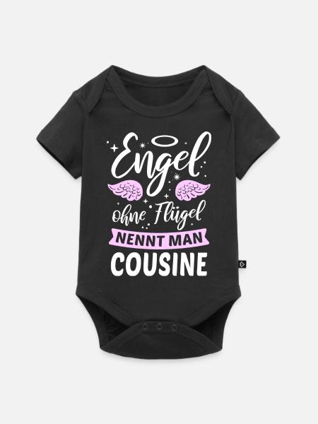 Engel ohne Flügel nennt man Cousine - Baby Premium Kurzarmbody - Schwarz