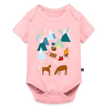 Sami in northern Norway at night with polar lights - Baby Premium short-sleeve bodysuit - rose - Front