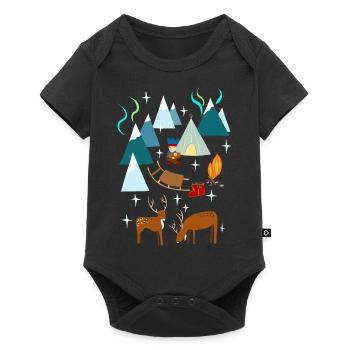 Sami in northern Norway at night with polar lights - Baby Premium short-sleeve bodysuit - black - Front