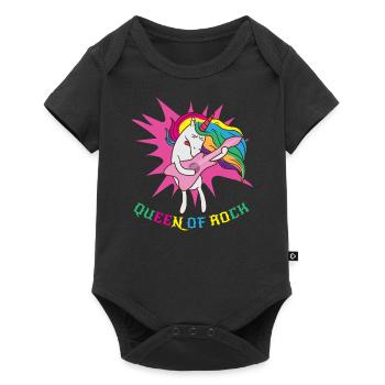 Queen of rock music unicorn - Baby Premium short-sleeve bodysuit - black - Front