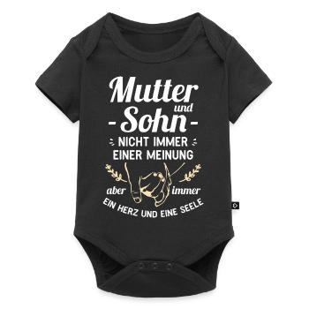 Mutter und Sohn - Ein Herz und eine Seele - Baby Premium Kurzarmbody - Schwarz - Vorne