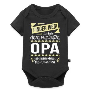 Finger weg! Ich habe einen verrückten Opa... - Baby Premium Kurzarmbody - Schwarz - Vorne
