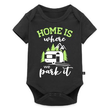 Motorhome camping camper camping forest vacation camp - Baby Premium short-sleeve bodysuit - black - Front