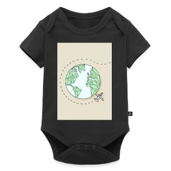 Tour du monde en avion - Body à manches courtes Premium Bébé - noir - Devant