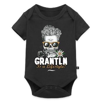Grantln is a Lifestyle Grantler Bayern Totenkopf - Baby Premium Kurzarmbody - Schwarz - Vorne