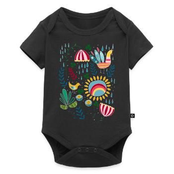 Lass es regnen. Skandinavisches Vintage Muster - Baby Premium Kurzarmbody - Schwarz - Vorne