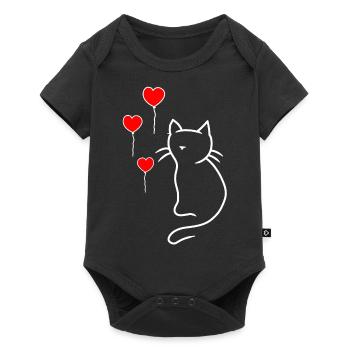Cat Cats Heart Gift Idea - Baby Premium short-sleeve bodysuit - black - Front