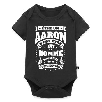 NOM - PRÉNOM - AARON - Body à manches courtes Premium Bébé - noir - Devant