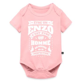 NOM - PRÉNOM - ENZO - Body à manches courtes Premium Bébé - rose - Devant