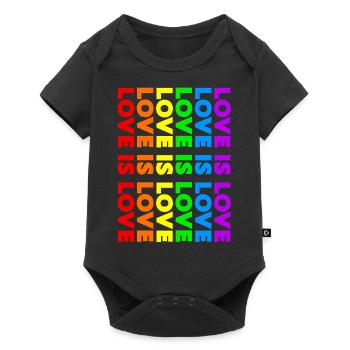 PRIDE RAINBOW LOVE IS LOVE FLAGGE REGENBOGEN LGBT - Baby Premium Kurzarmbody - Schwarz - Vorne