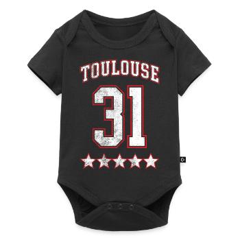 Toulouse 31, 5 étoiles Vintage. - Body à manches courtes Premium Bébé - noir - Devant