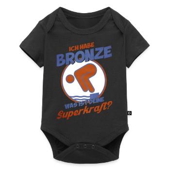 Schwimmer Schwimmprüfung Bronze Geschenk - Baby Premium Kurzarmbody - Schwarz - Vorne