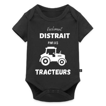 Facilement distrait par les tracteurs. - Body à manches courtes Premium Bébé - noir - Devant