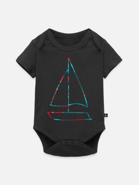 Boot Segelboot - Baby Premium Kurzarmbody - Schwarz