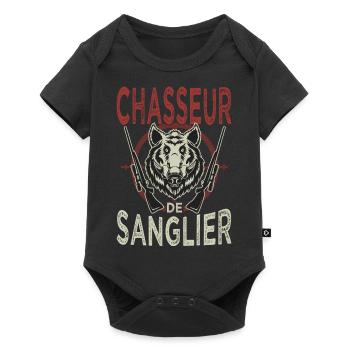 Chasseur de Sanglier Humour Cadeaux Chasse - Body à manches courtes Premium Bébé - noir - Devant