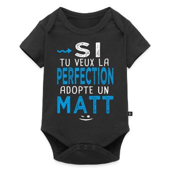 perfection adopte un Matt Cadeau Mathieu Mathias - Body à manches courtes Premium Bébé - noir - Devant