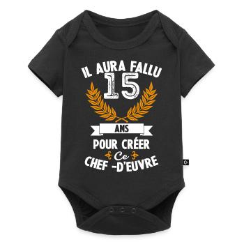 15 ans anniversaire 15 anniversaire cadeau 15 ans - Body à manches courtes Premium Bébé - noir - Devant