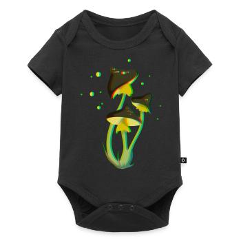Dessin Champignon Trippy Fluo 3D et Psychédélique - Body à manches courtes Premium Bébé - noir - Devant