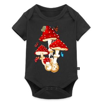champignon papillon - Body à manches courtes Premium Bébé - noir - Devant
