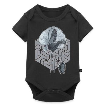 coquelicot noir et blanc avec hexagone en arrière-plan - Body à manches courtes Premium Bébé - noir - Devant