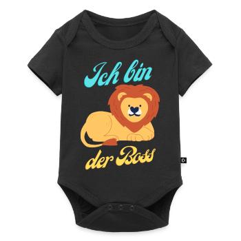 Alphalöwe "Der Boss" - Baby Premium Kurzarmbody - Schwarz - Vorne