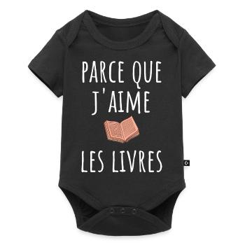 parce que j aime les livres - Body à manches courtes Premium Bébé - noir - Devant
