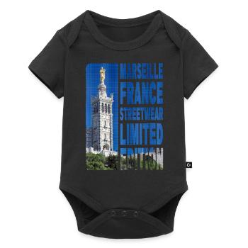 Marseille France Ville Skyline Accueil Amour - Body à manches courtes Premium Bébé - noir - Devant
