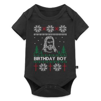 Birthday Boy Jesus Ugly Christmas Sweater - Baby Premium short-sleeve bodysuit - black - Front