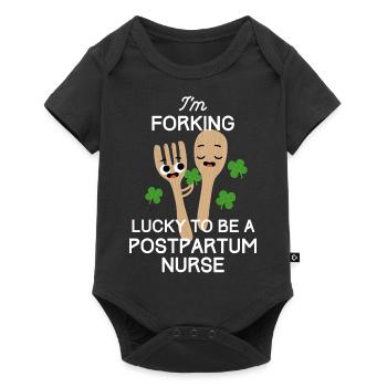 Lucky Postpartum Nurse Funny Mother Baby RN Nurse - Baby Premium short-sleeve bodysuit - black - Front