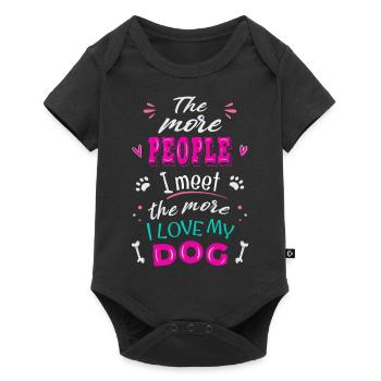 Plus je rencontre de gens, plus j’aime - Body à manches courtes Premium Bébé - noir - Devant