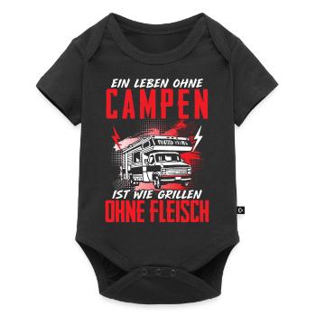 Leben Ohne Campen Grillen Ohne Fleisch Camper - Baby Premium Kurzarmbody - Schwarz - Vorne