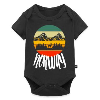 Norway Mountains Hiking Retro Nature - Baby Premium short-sleeve bodysuit - black - Front