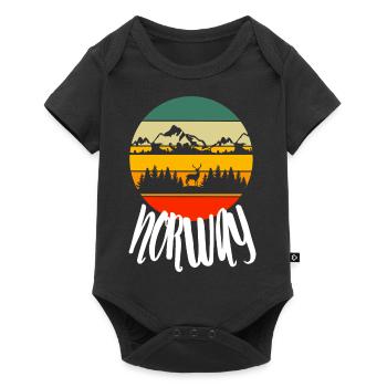 Scandinavia Mountains Deer Retro Norway Nature - Baby Premium short-sleeve bodysuit - black - Front