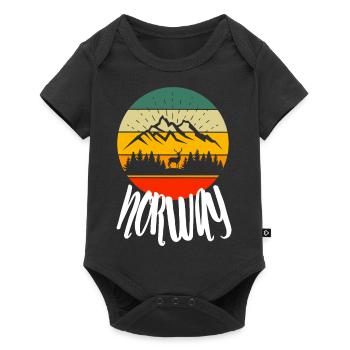 Norway Mountains Forest Deer Retro Nature - Baby Premium short-sleeve bodysuit - black - Front