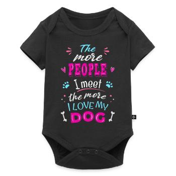 The more people I meet the more I love my dog - Baby Premium short-sleeve bodysuit - black - Front