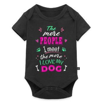 The more people I meet the more I love my dog - Baby Premium short-sleeve bodysuit - black - Front
