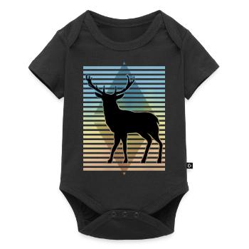 Hirsch - Baby Premium Kurzarmbody - Schwarz - Vorne