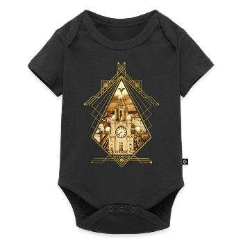 Liverpool Angleterre Ville Skyline Gold Home Amour - Body à manches courtes Premium Bébé - noir - Devant