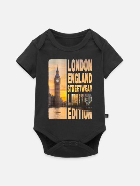 Londen Engeland UK City Skyline Big Ben Streetwear - Premium babyrompertje met korte mouwen  - zwart