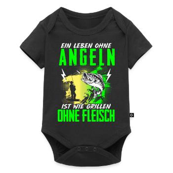 Leben Ohne Angeln Grillen Ohne Fleisch Angler - Baby Premium Kurzarmbody - Schwarz - Vorne