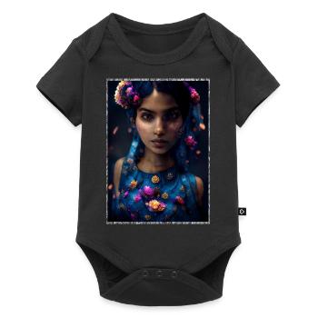 Beautiful colorful flower girl - Baby Premium short-sleeve bodysuit - black - Front