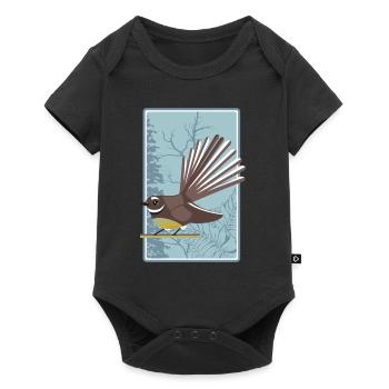 Fantail Oiseau de Nouvelle-Zélande - Body à manches courtes Premium Bébé - noir - Devant