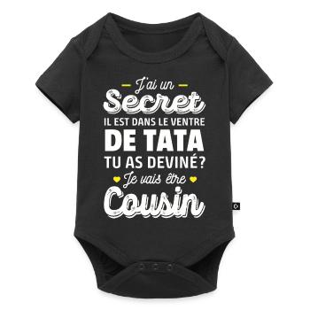 jai un secret / je vais être cousin / futur cousin - Body à manches courtes Premium Bébé - noir - Devant