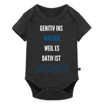 Genitiv Dativ Deutsche Grammatik Schwere Sprache - Baby Premium Kurzarmbody - Schwarz - Vorne