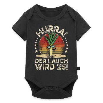 25. Geburtstag Hurra Der Lauch Wird 25 - Baby Premium Kurzarmbody - Schwarz - Vorne