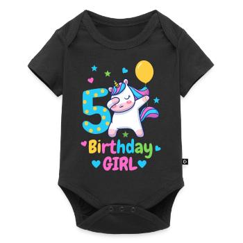 5th birthday unicorn - Baby Premium short-sleeve bodysuit - black - Front