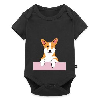 Corgi on a wall - Body à manches courtes Premium Bébé - noir - Devant