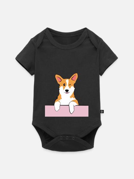 Corgi on a wall - Body à manches courtes Premium Bébé - noir
