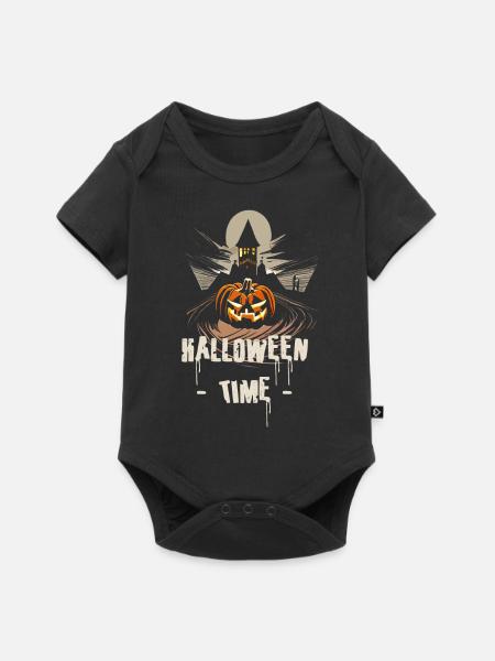 Halloween Time Pumpkin T-shirt and Haunted Castle - Baby Premium short-sleeve bodysuit - black