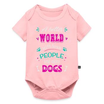 A better World with less people and more dogs - Baby Premium short-sleeve bodysuit - rose - Front
